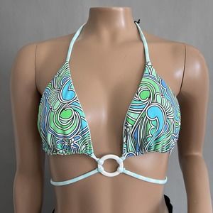 VDM The Label Bikini Top Women XL Ziggy Strappy Triangle Ocean Swirl Print NWT